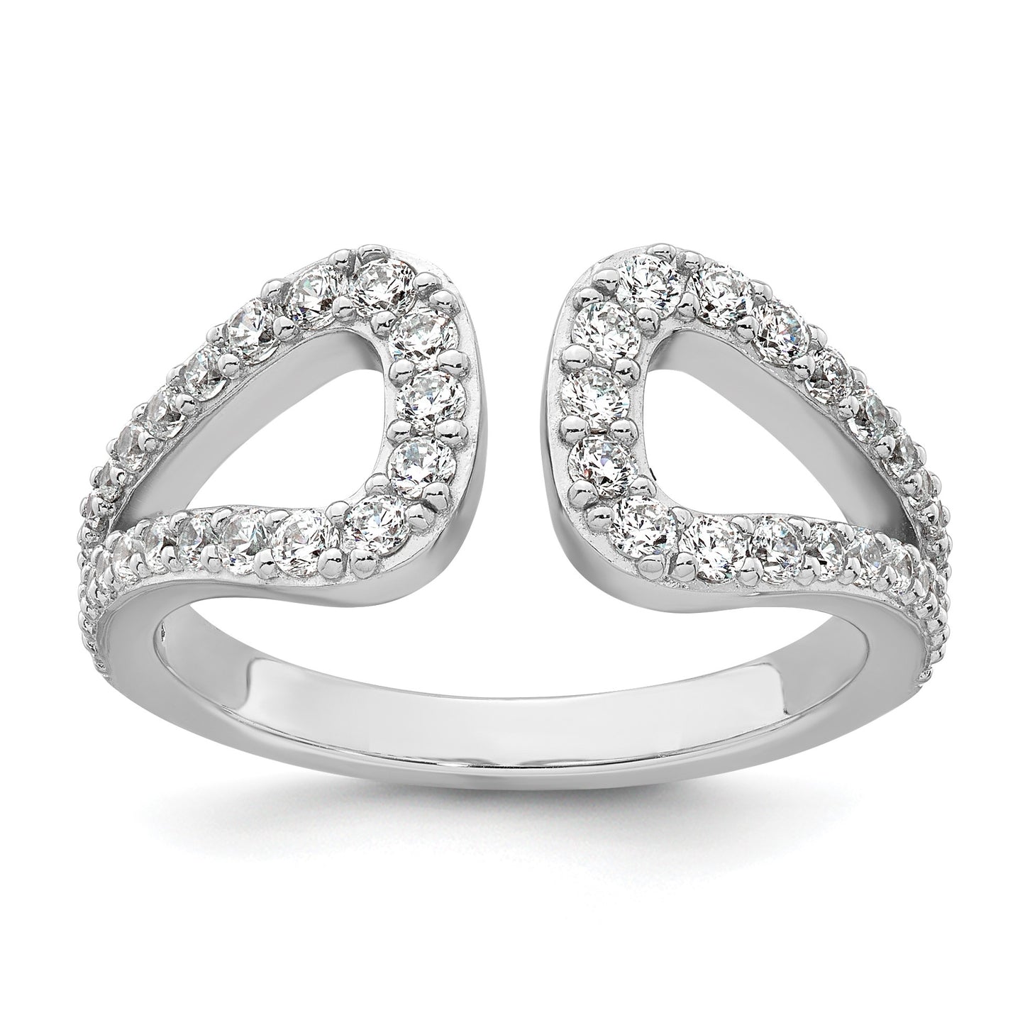 Sterling Silver Rhodium-plated Polished CZ Open Top Size 6 Ring
