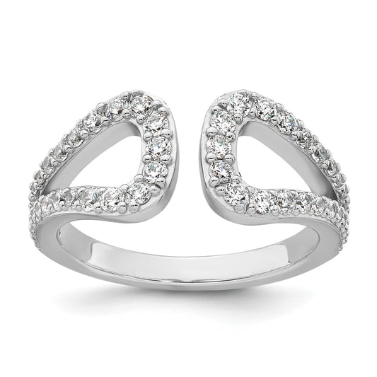 Sterling Silver Rhodium-plated Polished CZ Open Top Size 6 Ring
