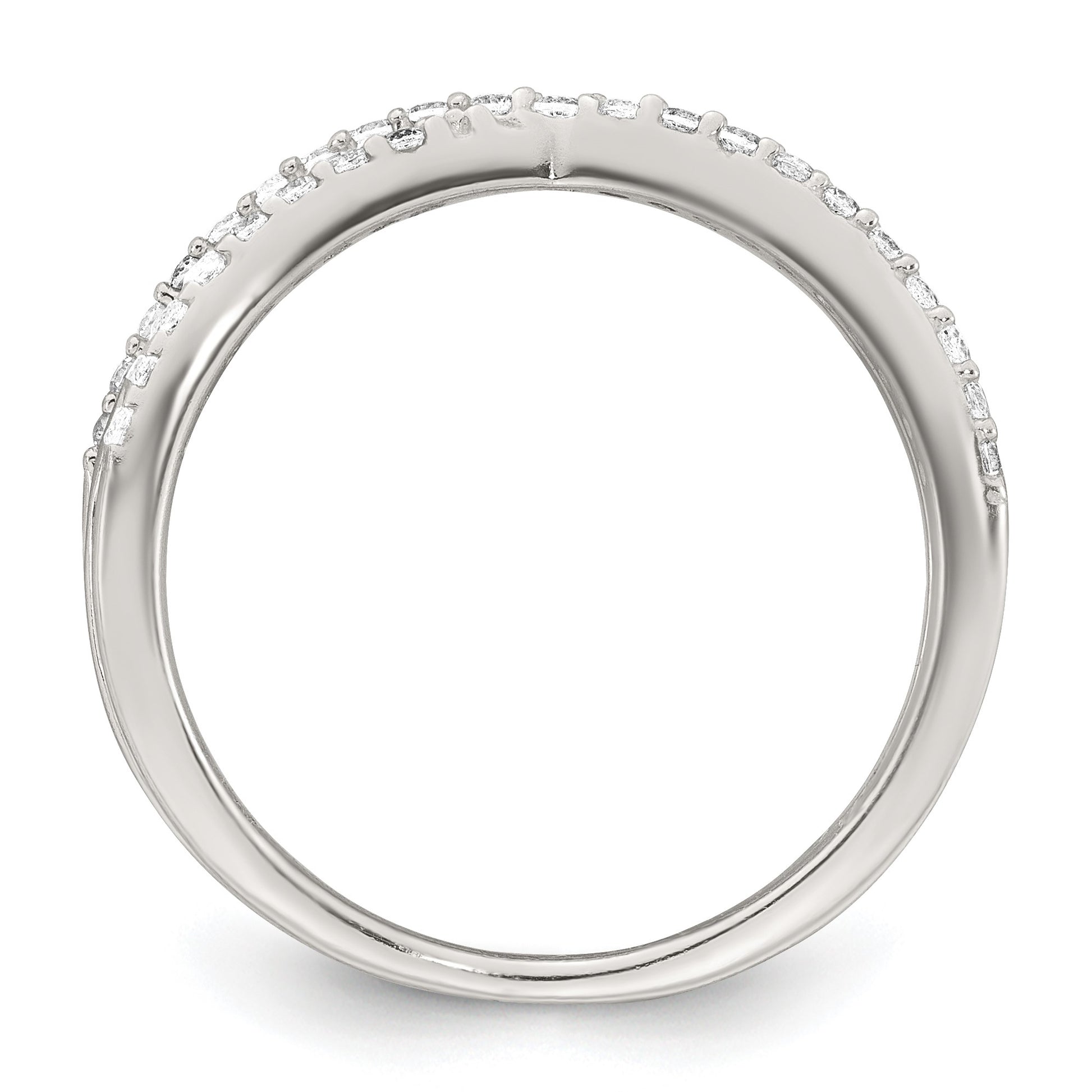 Sterling Silver Polished White CZ Fancy Crossed Size 6 Ring