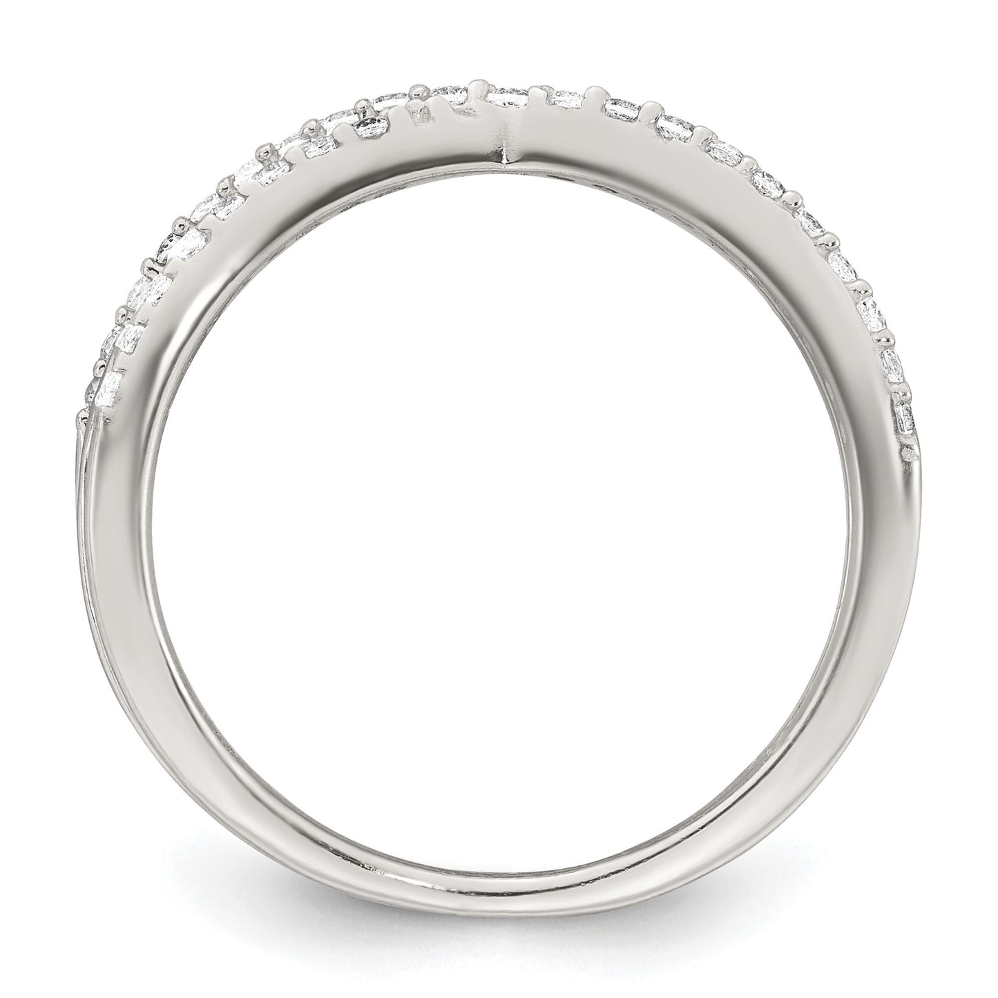 Sterling Silver Polished White CZ Fancy Crossed Size 8 Ring