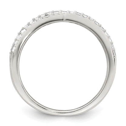 Sterling Silver Polished White CZ Fancy Crossed Size 7 Ring