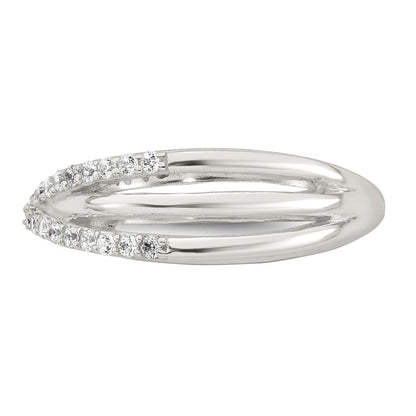 Sterling Silver Polished White CZ Fancy Crossed Size 6 Ring