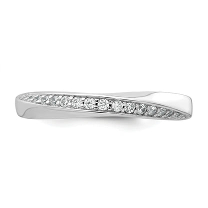 Sterling Silver Rhodium-plated Polished and Twisted CZ 3.1mm Band Size 7 Ring