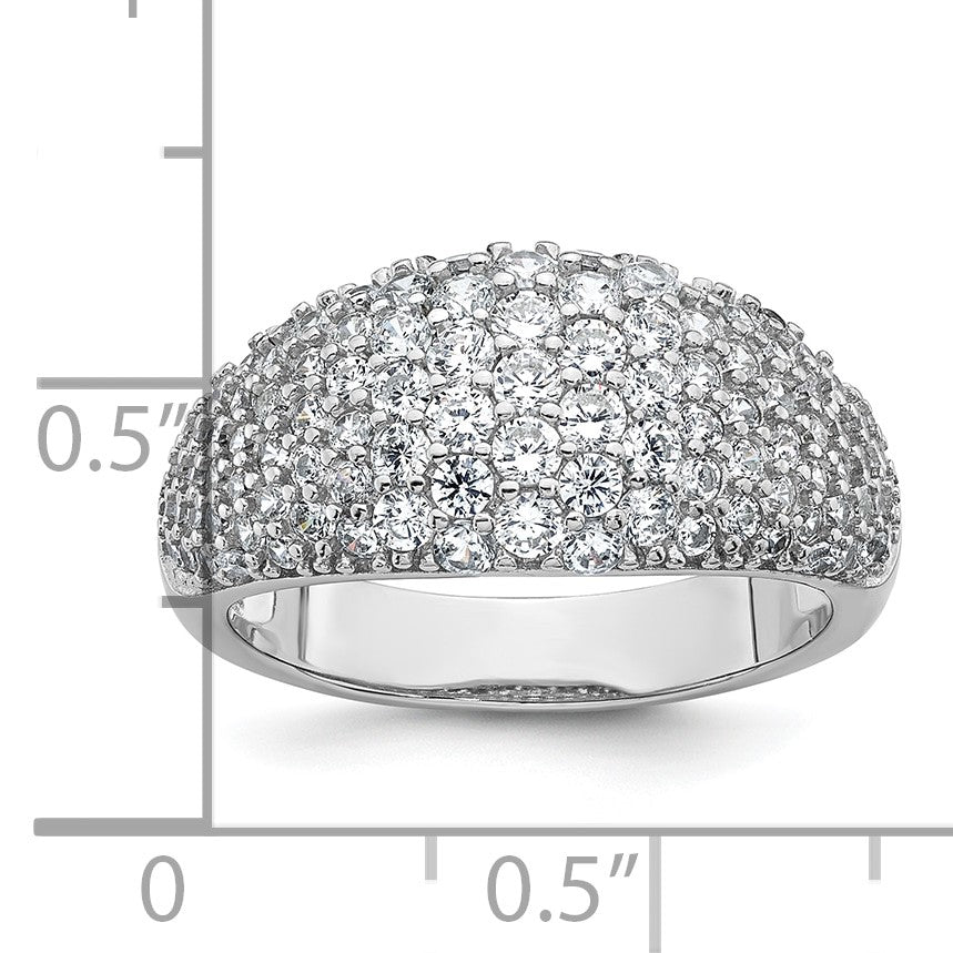 Sterling Silver Rhodium-plated Polished Tapered Pave CZ Size 6 Ring