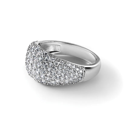 Sterling Silver Rhodium-plated Polished Tapered Pave CZ Size 6 Ring