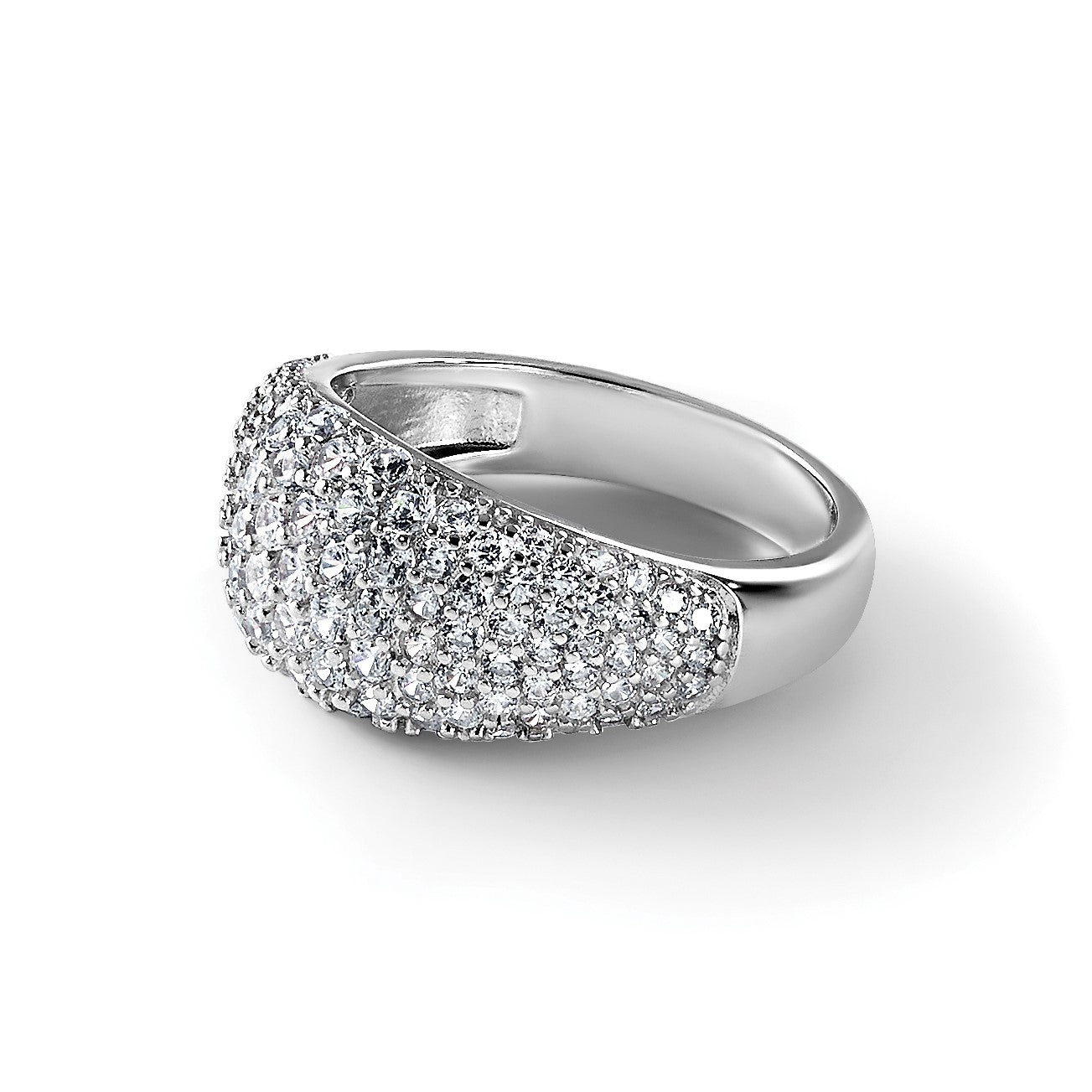 Sterling Silver Rhodium-plated Polished Tapered Pave CZ Size 8 Ring