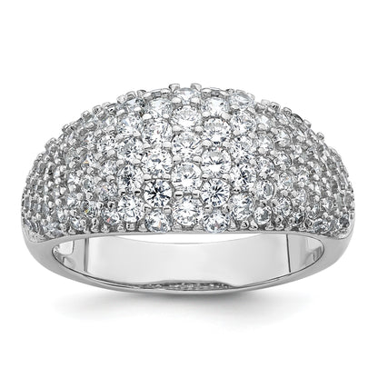 Sterling Silver Rhodium-plated Polished Tapered Pave CZ Size 7 Ring