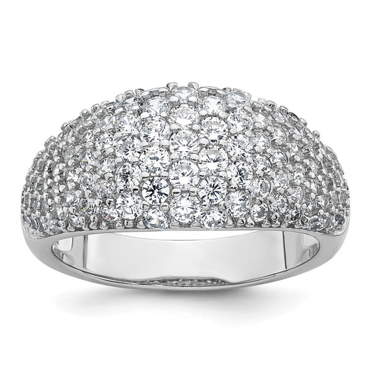 Sterling Silver Rhodium-plated Polished Tapered Pave CZ Size 8 Ring