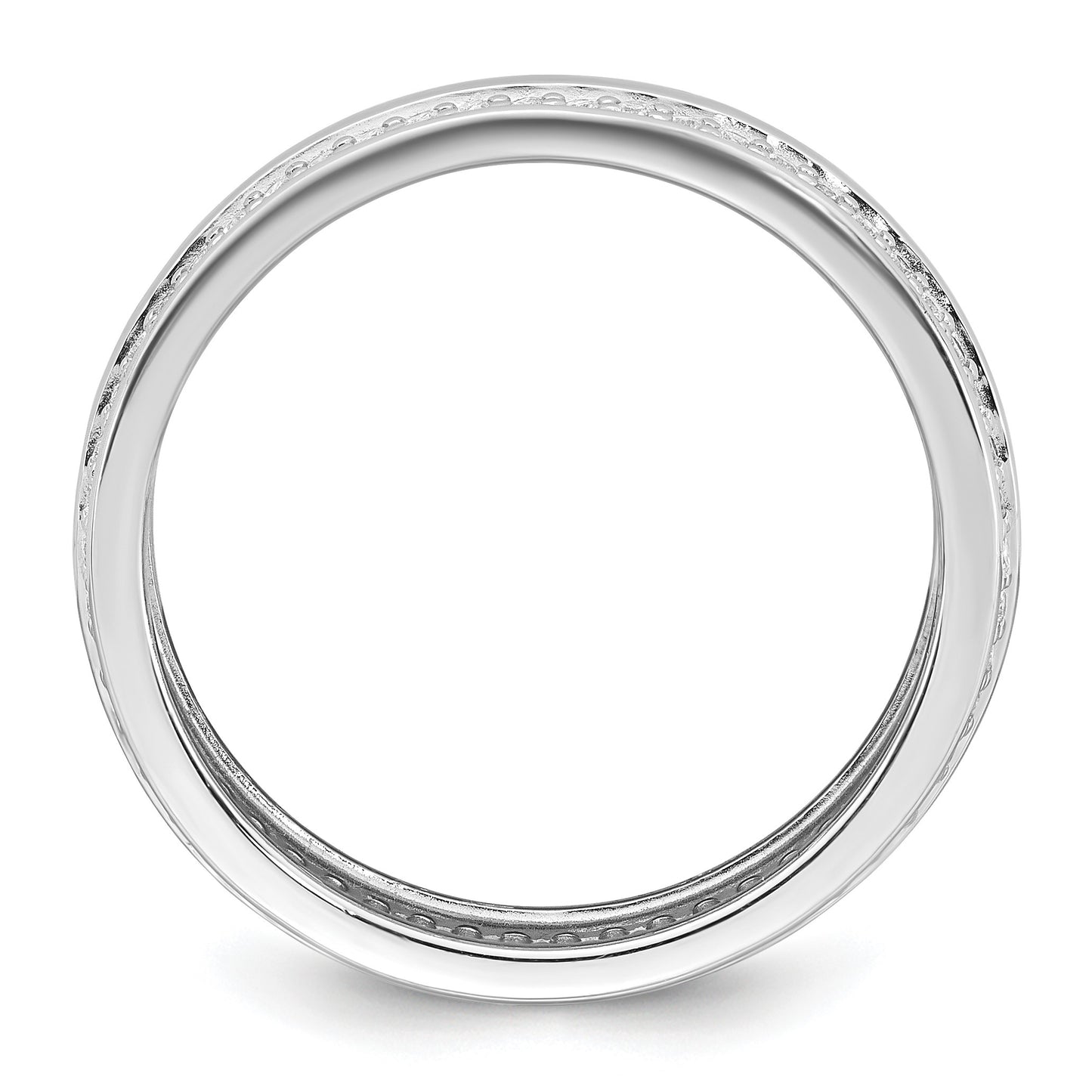 Sterling Silver Rhodium-plated Polished 6.5mm CZ Band Size 6 Ring
