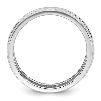 Sterling Silver Rhodium-plated Polished 6.5mm CZ Band Size 7 Ring