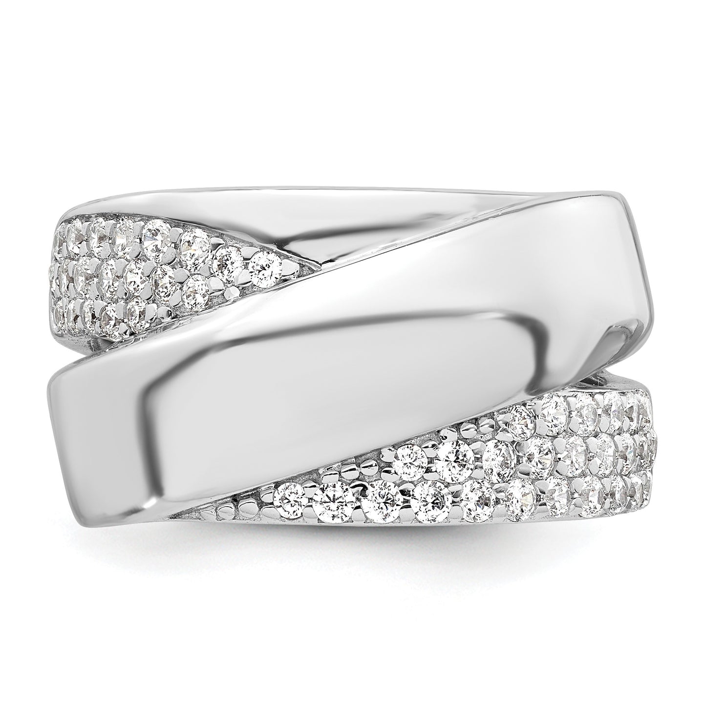 Sterling Silver Rhodium-plated Polished Fancy CZ Size 6 Ring
