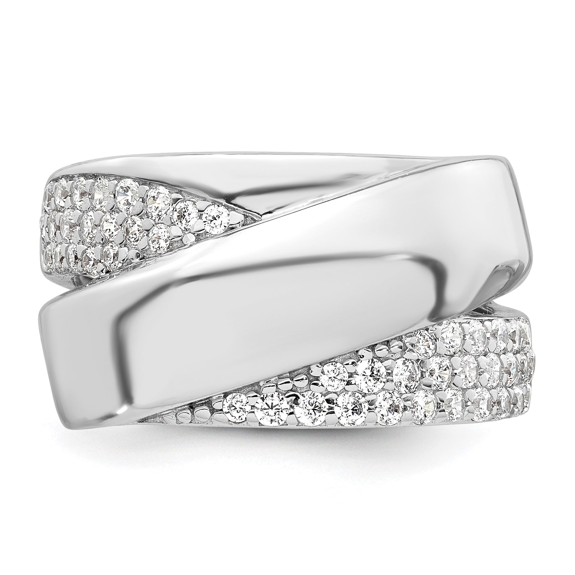 Sterling Silver Rhodium-plated Polished Fancy CZ Size 7 Ring