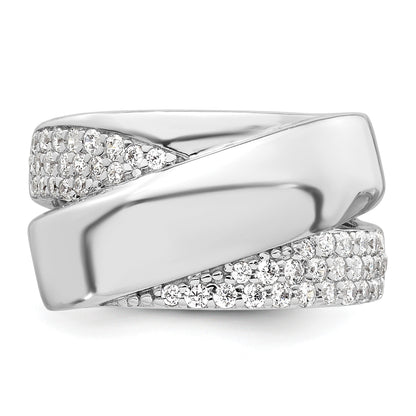 Sterling Silver Rhodium-plated Polished Fancy CZ Size 7 Ring