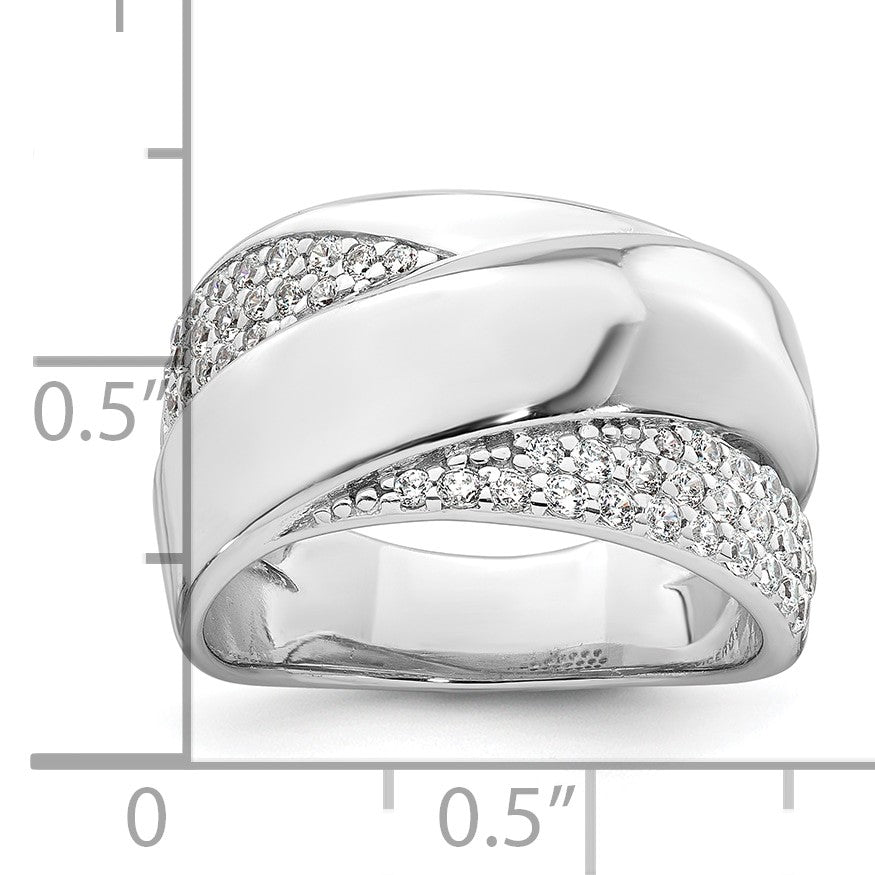 Sterling Silver Rhodium-plated Polished Fancy CZ Size 7 Ring