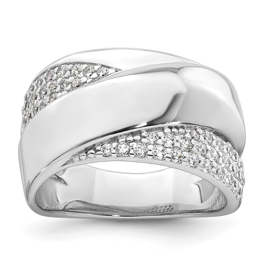 Sterling Silver Rhodium-plated Polished Fancy CZ Size 8 Ring