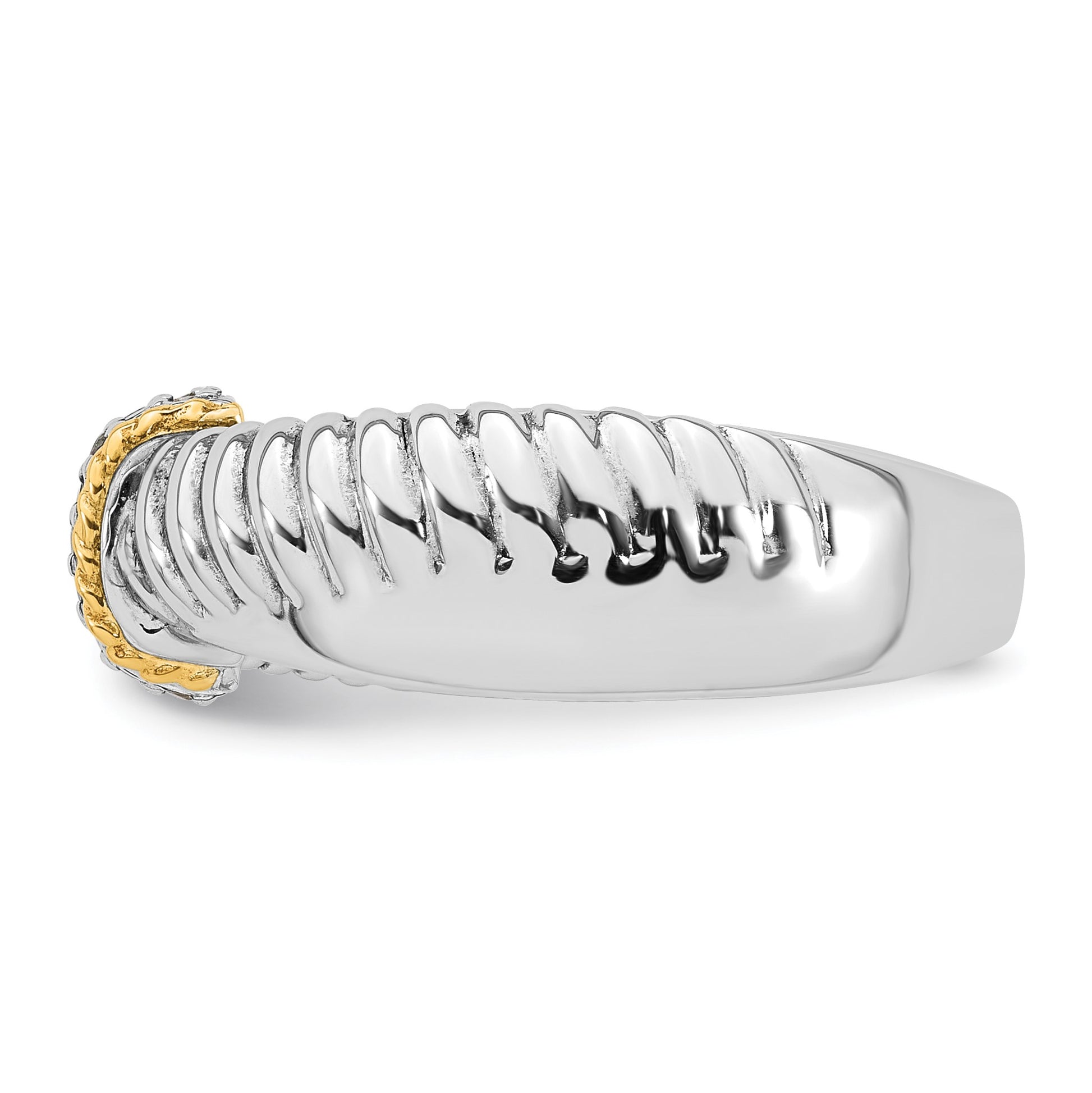 Sterling Silver Rhodium-plated with 14k Accent Polished CZ Twisted Ring