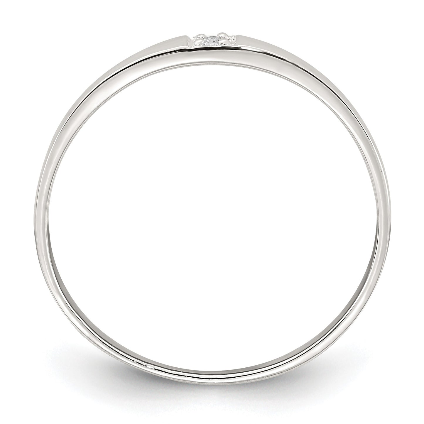 Sterling Silver Polished CZ 1.5mm Band Size 8 Ring