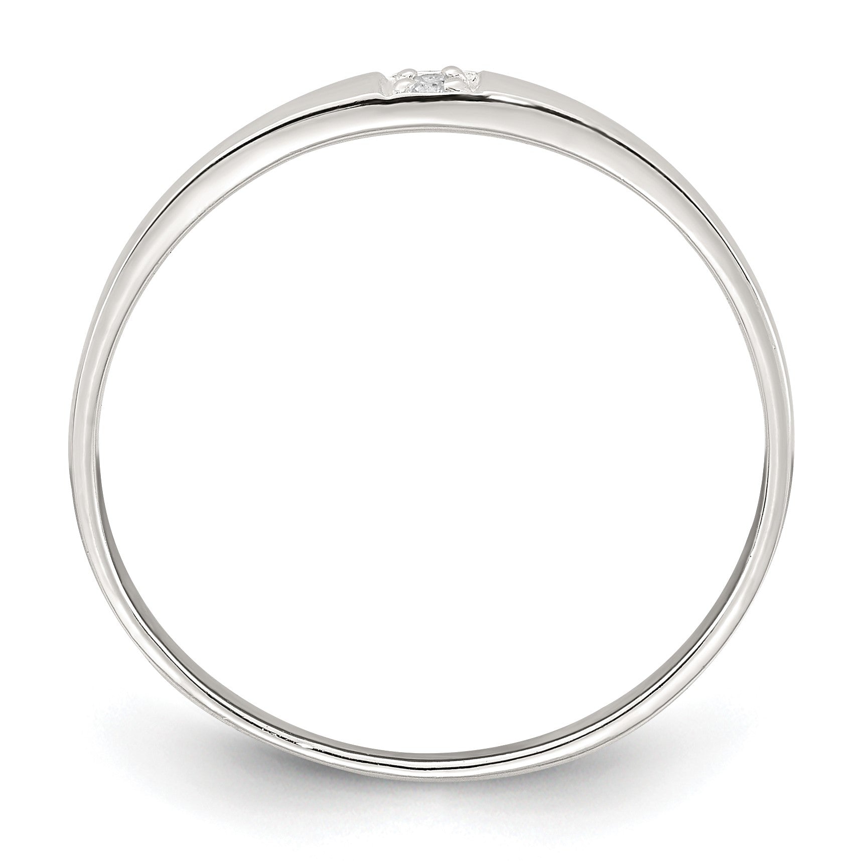 Sterling Silver Polished CZ 1.5mm Band Size 8 Ring