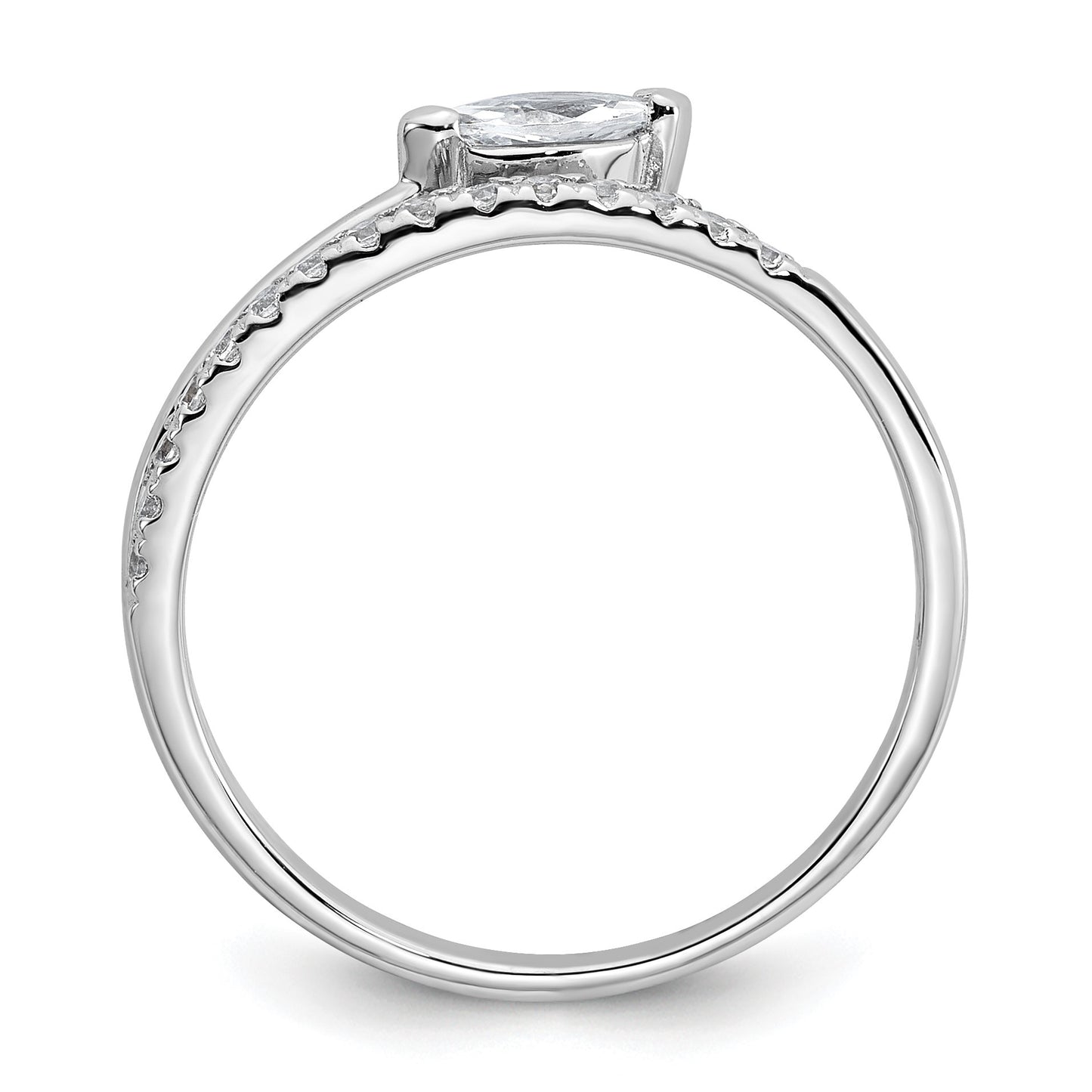 Sterling Silver Rhodium-plated Polished Fancy Marquise and Round CZ Size 8 Ring