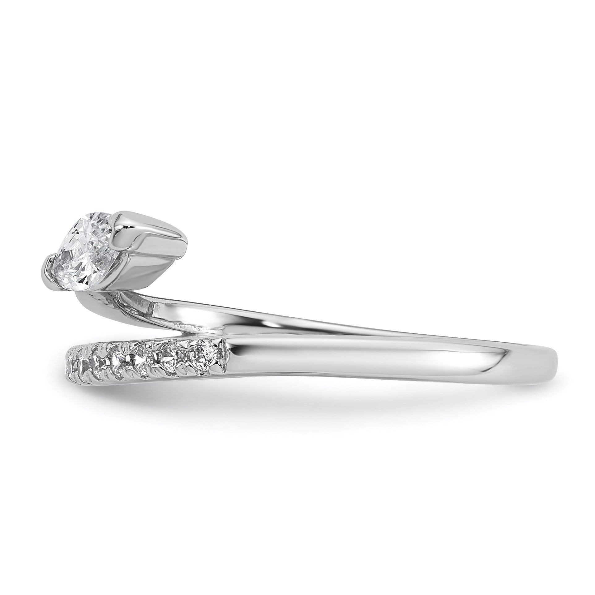 Sterling Silver Rhodium-plated Polished Fancy Marquise and Round CZ Size 8 Ring