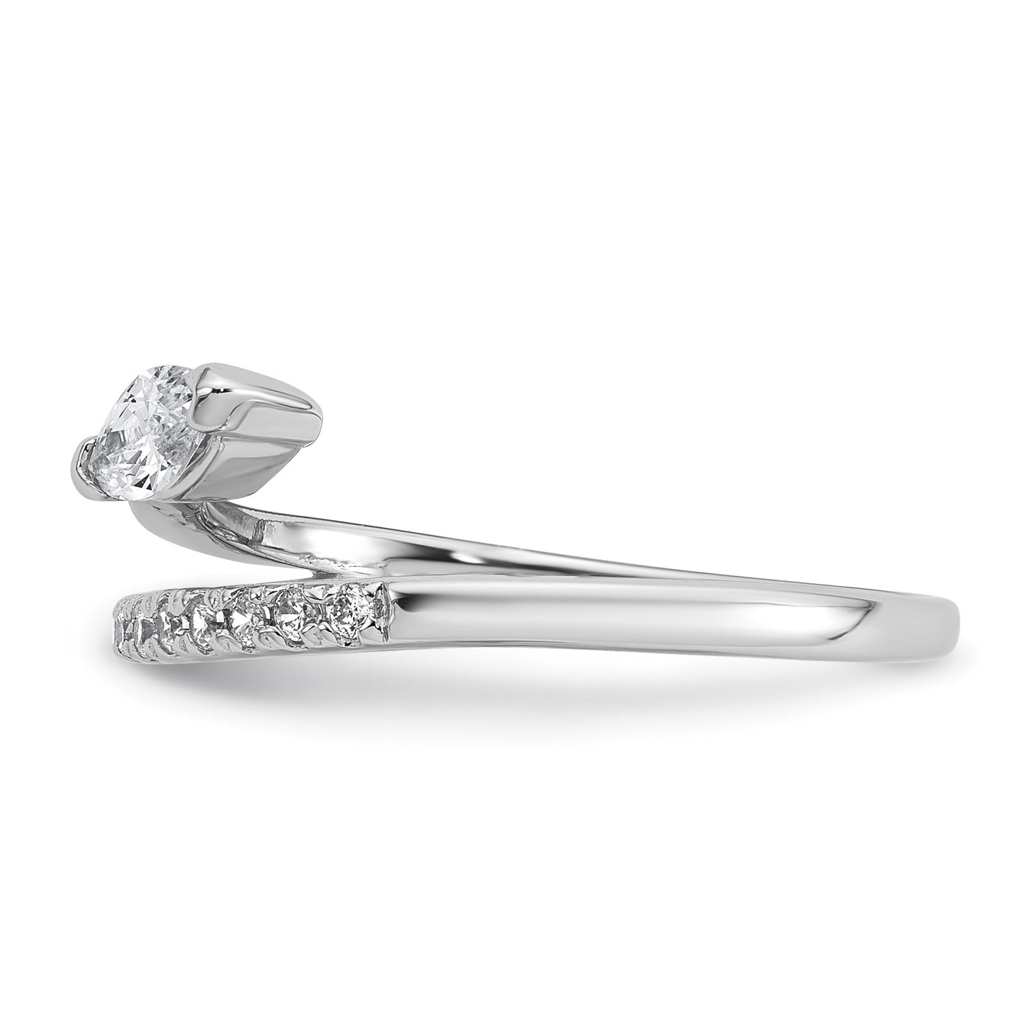 Sterling Silver Rhodium-plated Polished Fancy Marquise and Round CZ Size 6 Ring