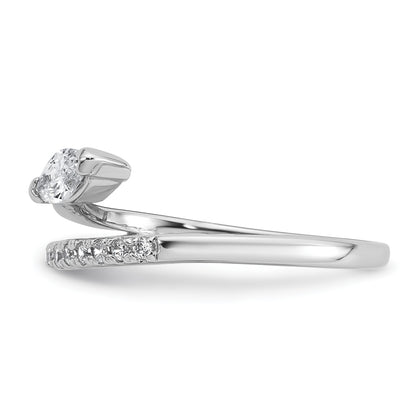 Sterling Silver Rhodium-plated Polished Fancy Marquise and Round CZ Size 7 Ring