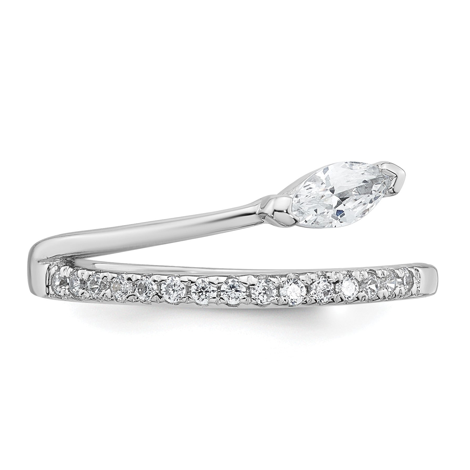 Sterling Silver Rhodium-plated Polished Fancy Marquise and Round CZ Size 7 Ring