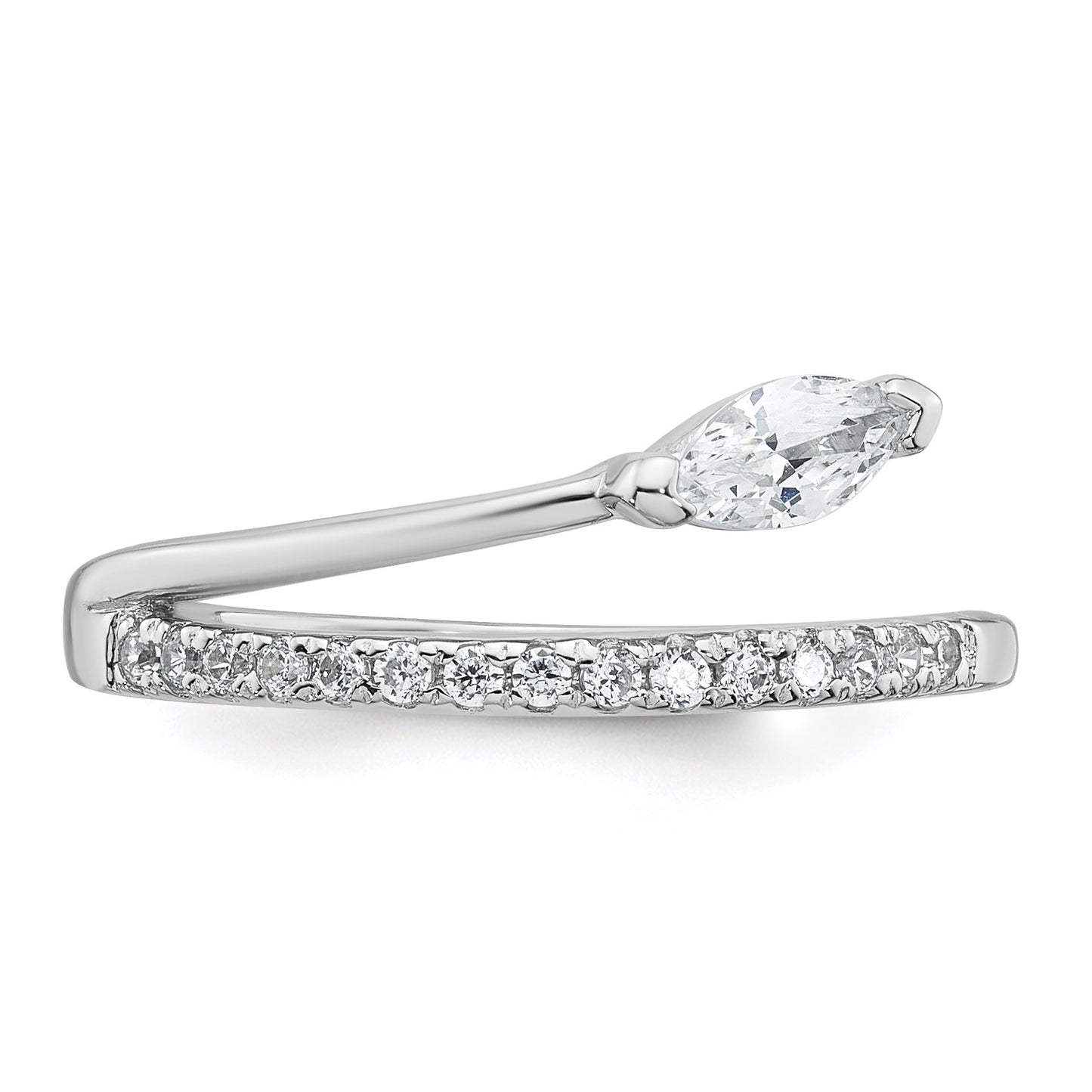 Sterling Silver Rhodium-plated Polished Fancy Marquise and Round CZ Size 6 Ring