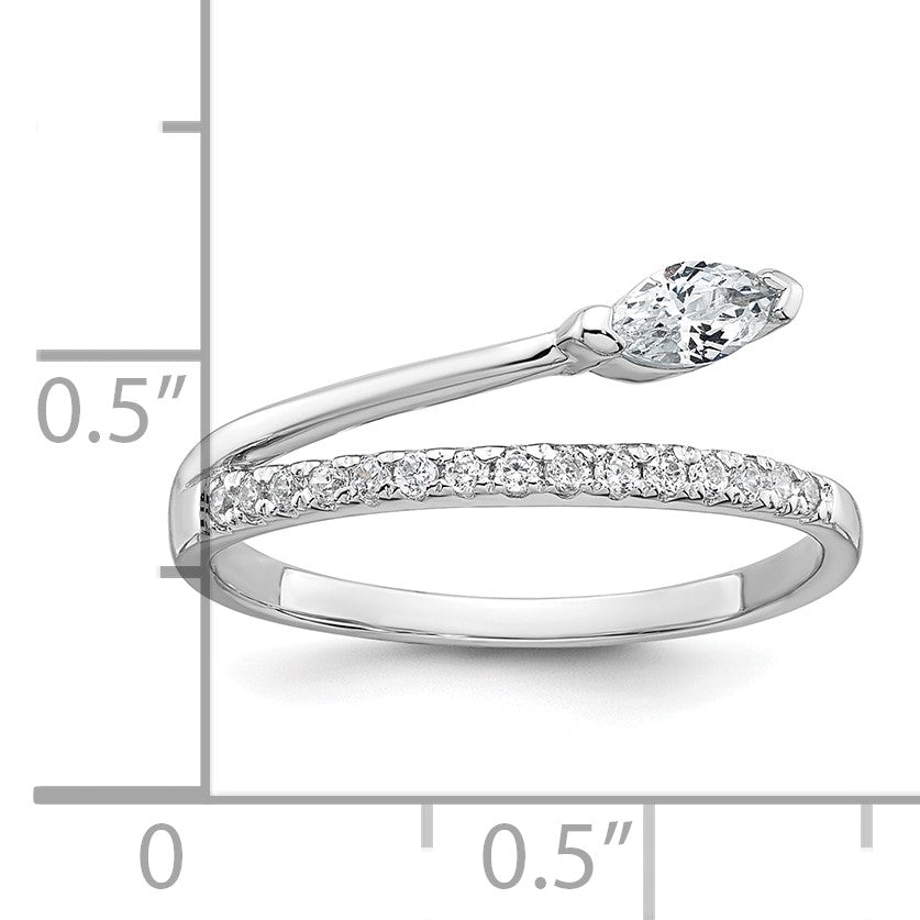 Sterling Silver Rhodium-plated Polished Fancy Marquise and Round CZ Size 7 Ring