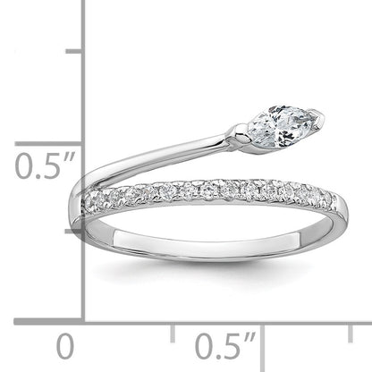 Sterling Silver Rhodium-plated Polished Fancy Marquise and Round CZ Size 6 Ring