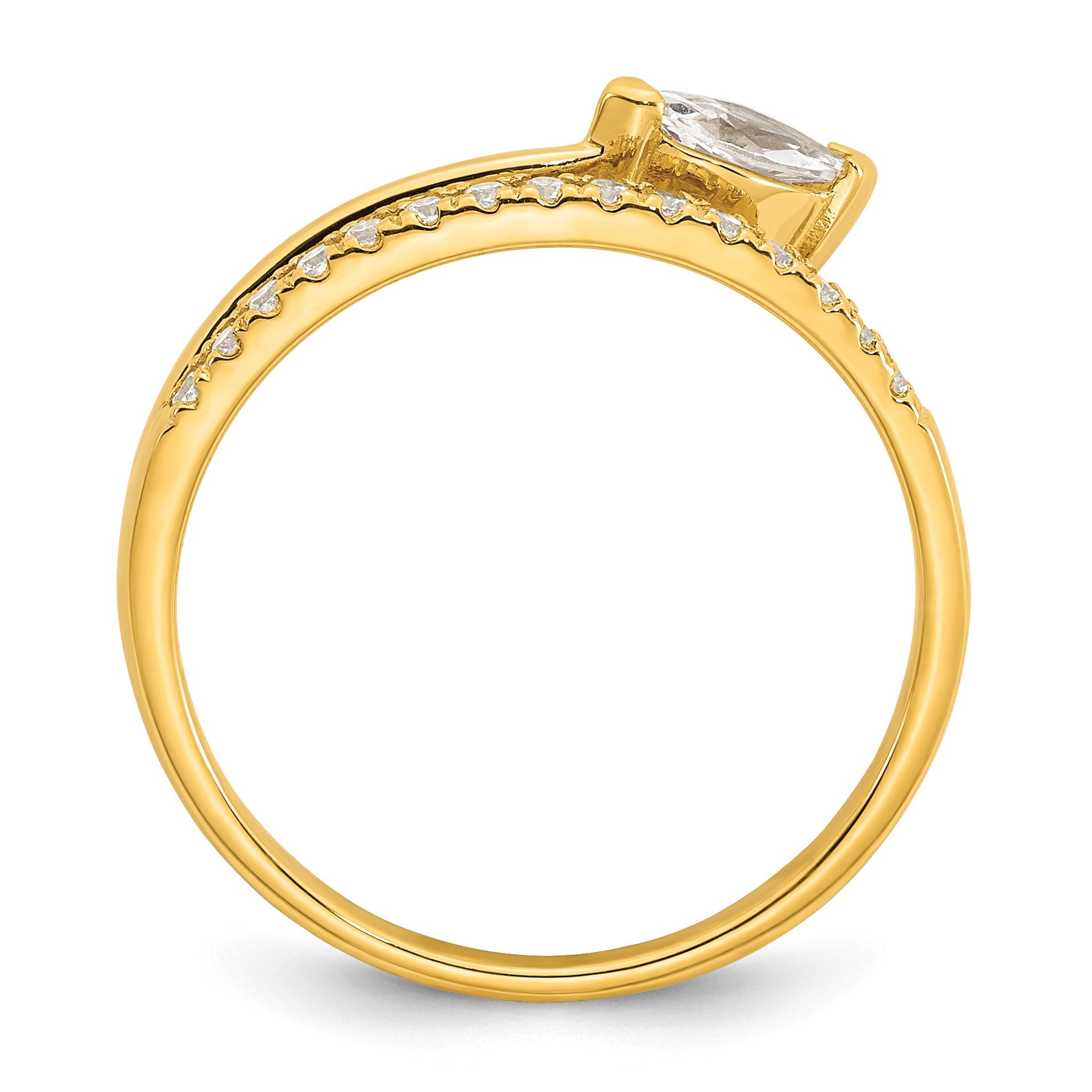 Sterling Silver Gold-plated Polished Fancy Marquise and Round CZ Size 7 Ring