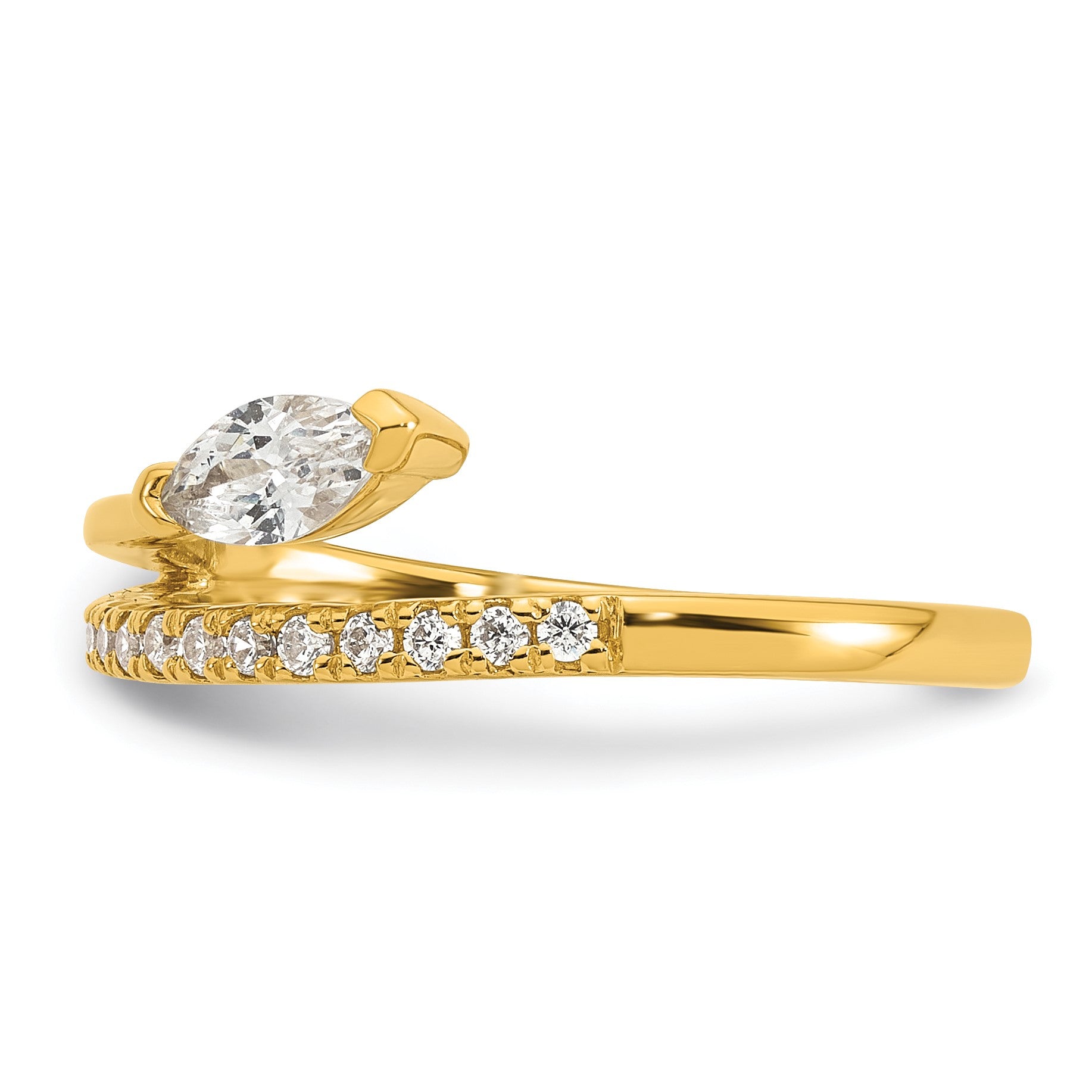 Sterling Silver Gold-plated Polished Fancy Marquise and Round CZ Size 7 Ring