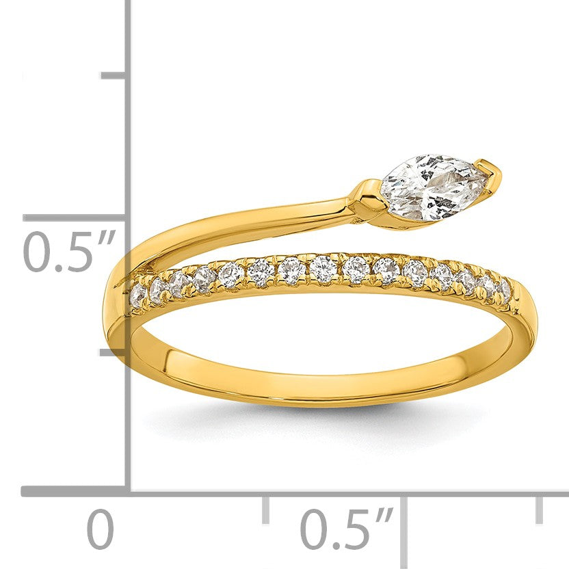 Sterling Silver Gold-plated Polished Fancy Marquise and Round CZ Size 7 Ring