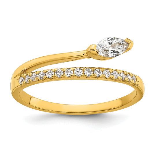 Sterling Silver Gold-plated Polished Fancy Marquise and Round CZ Size 7 Ring
