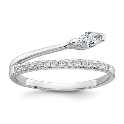 Sterling Silver Rhodium-plated Polished Fancy Marquise and Round CZ Size 7 Ring