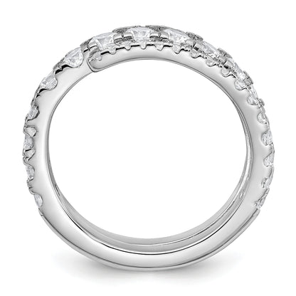 Sterling Silver Rhodium-plated Polished CZ Wrapped Band Size 8 Ring
