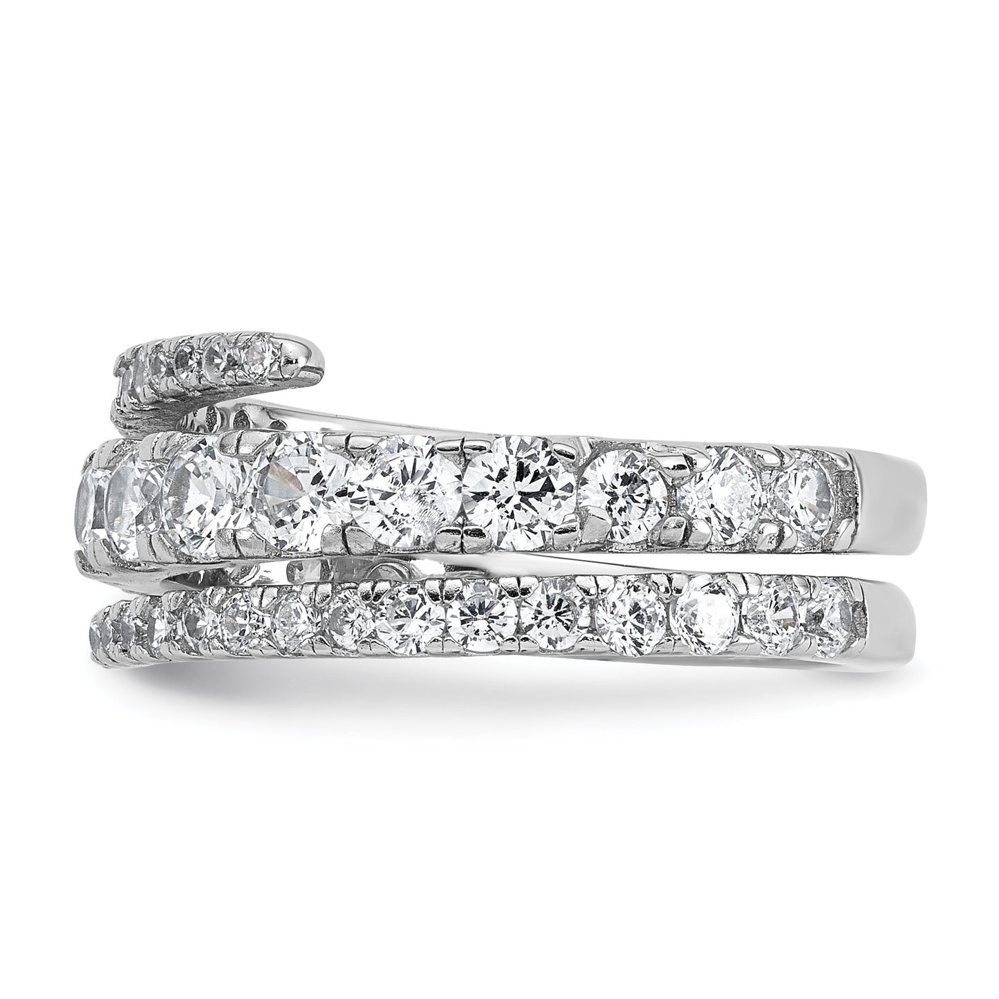 Sterling Silver Rhodium-plated Polished CZ Wrapped Band Size 8 Ring