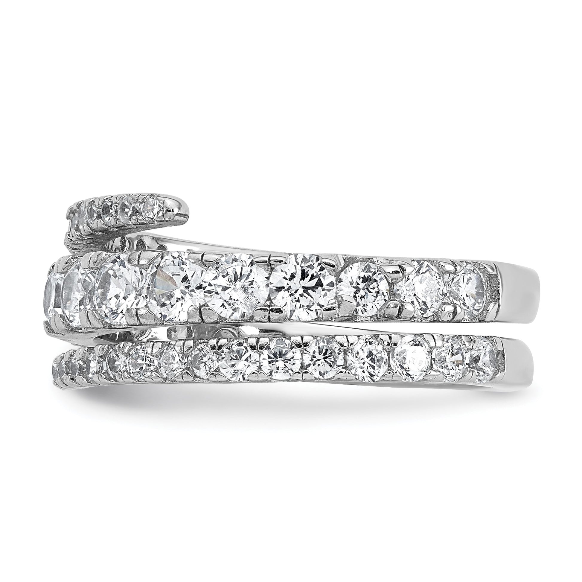 Sterling Silver Rhodium-plated Polished CZ Wrapped Band Size 8 Ring