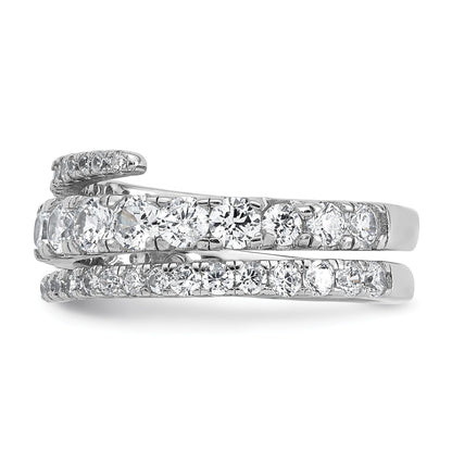 Sterling Silver Rhodium-plated Polished CZ Wrapped Band Size 7 Ring