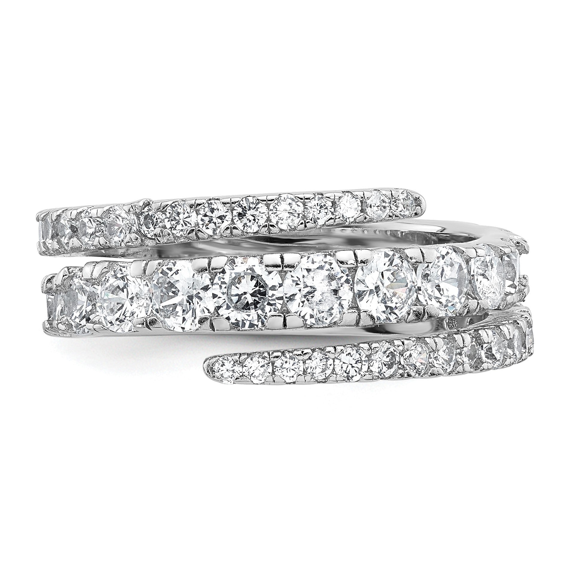 Sterling Silver Rhodium-plated Polished CZ Wrapped Band Size 8 Ring