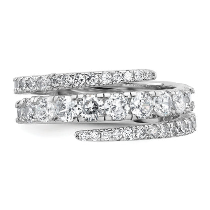 Sterling Silver Rhodium-plated Polished CZ Wrapped Band Size 7 Ring