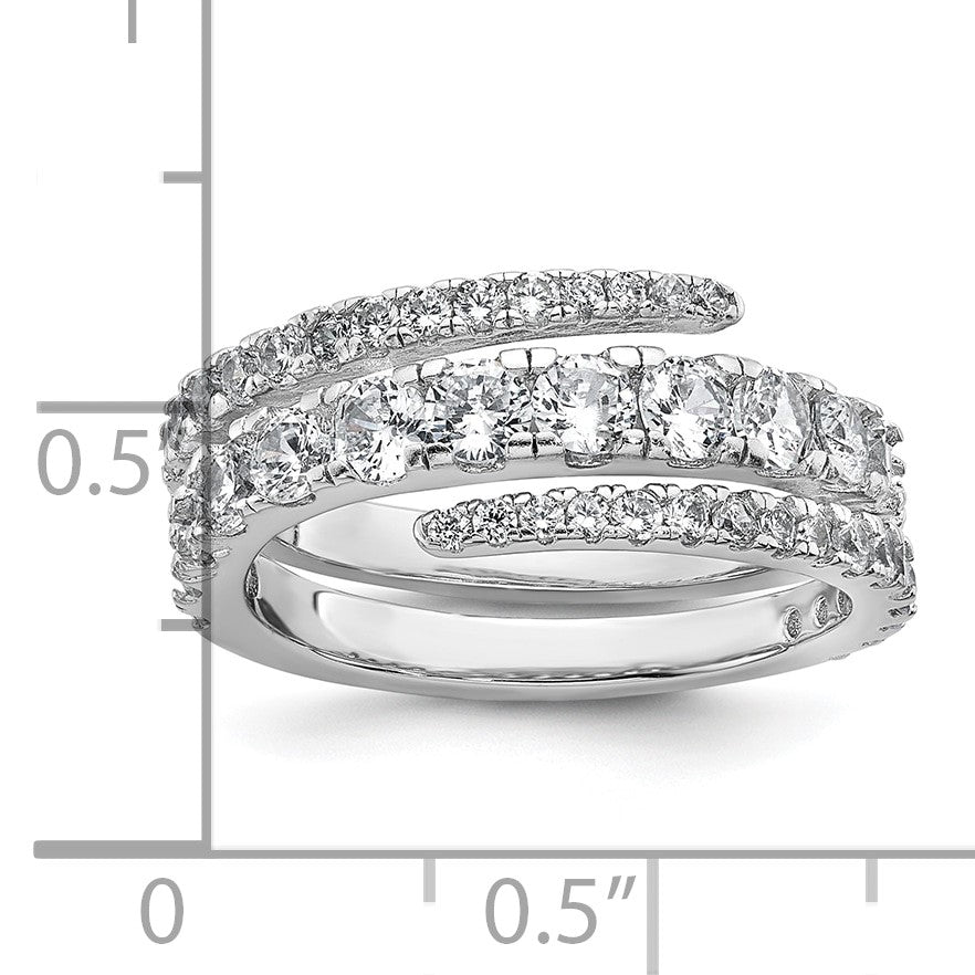 Sterling Silver Rhodium-plated Polished CZ Wrapped Band Size 8 Ring