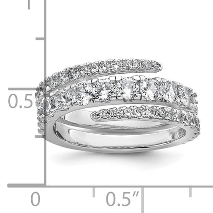 Sterling Silver Rhodium-plated Polished CZ Wrapped Band Size 7 Ring