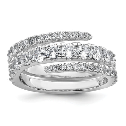 Sterling Silver Rhodium-plated Polished CZ Wrapped Band Size 7 Ring