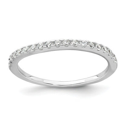 Sterling Silver Rhodium-plated Polished CZ 3-Stone Halo Size 6 Engagement Ring and Wedding Band Set