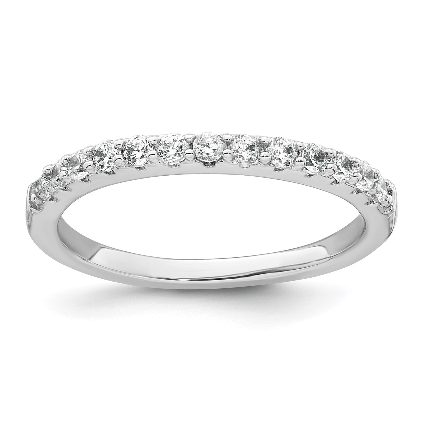 Sterling Silver Rhodium-plated Polished CZ Solitaire Size 6 Engagement Ring and Wedding Band Set