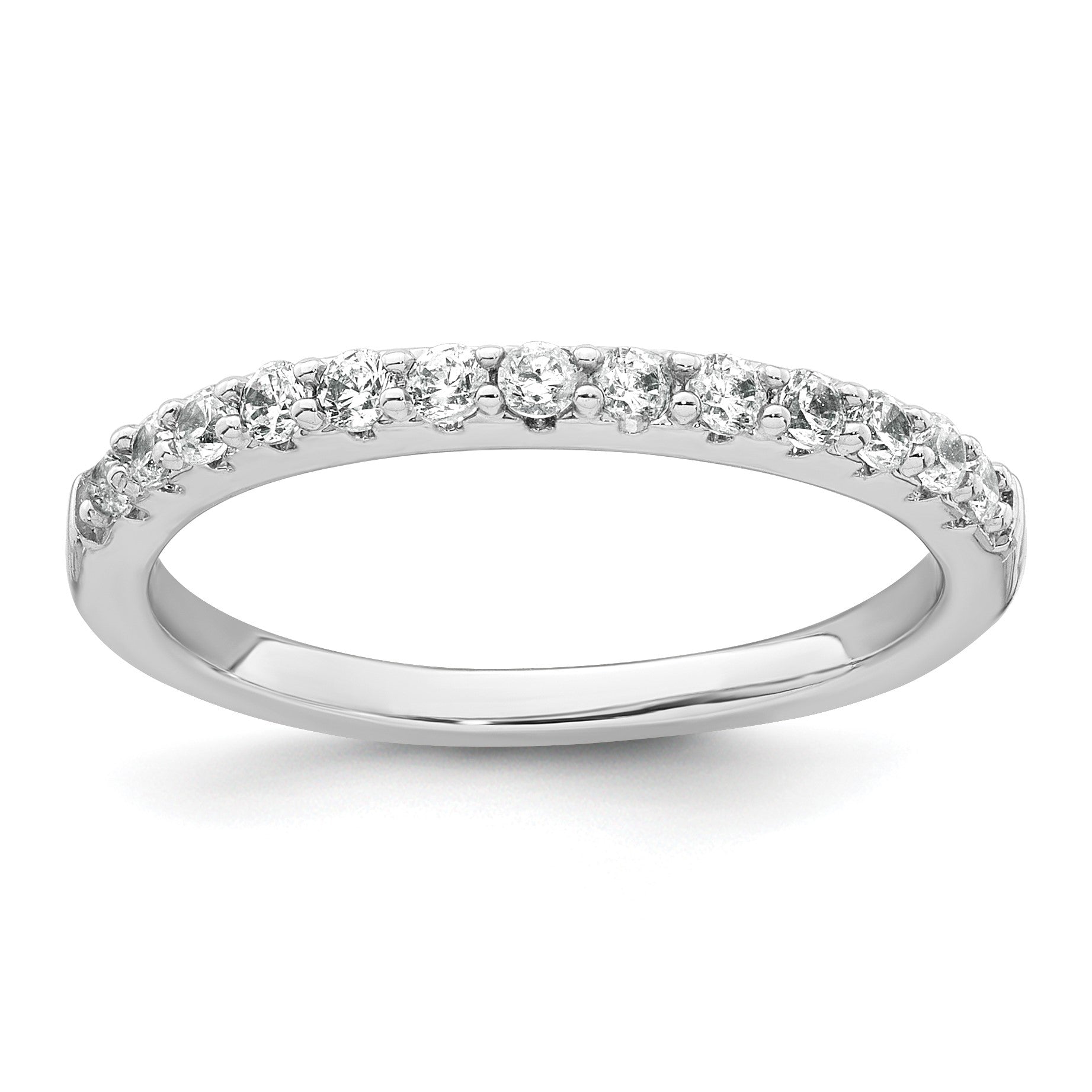 Sterling Silver Rhodium-plated Polished CZ Solitaire Size 6 Engagement Ring and Wedding Band Set