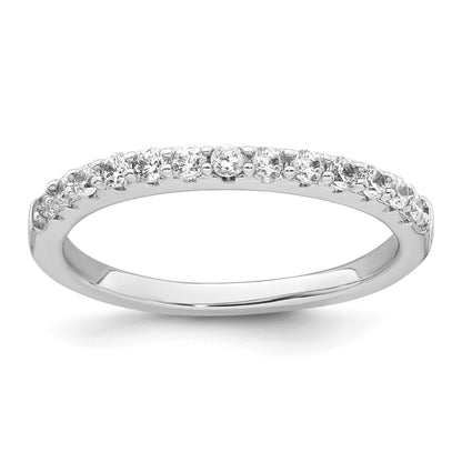 Sterling Silver Rhodium-plated Polished CZ Solitaire Size 6 Engagement Ring and Wedding Band Set