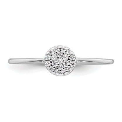 Sterling Silver Rhodium-plated Polished Pave CZ Circle Size 6 Ring