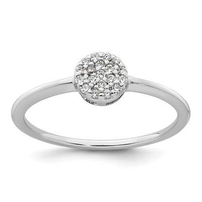 Sterling Silver Rhodium-plated Polished Pave CZ Circle Size 8 Ring